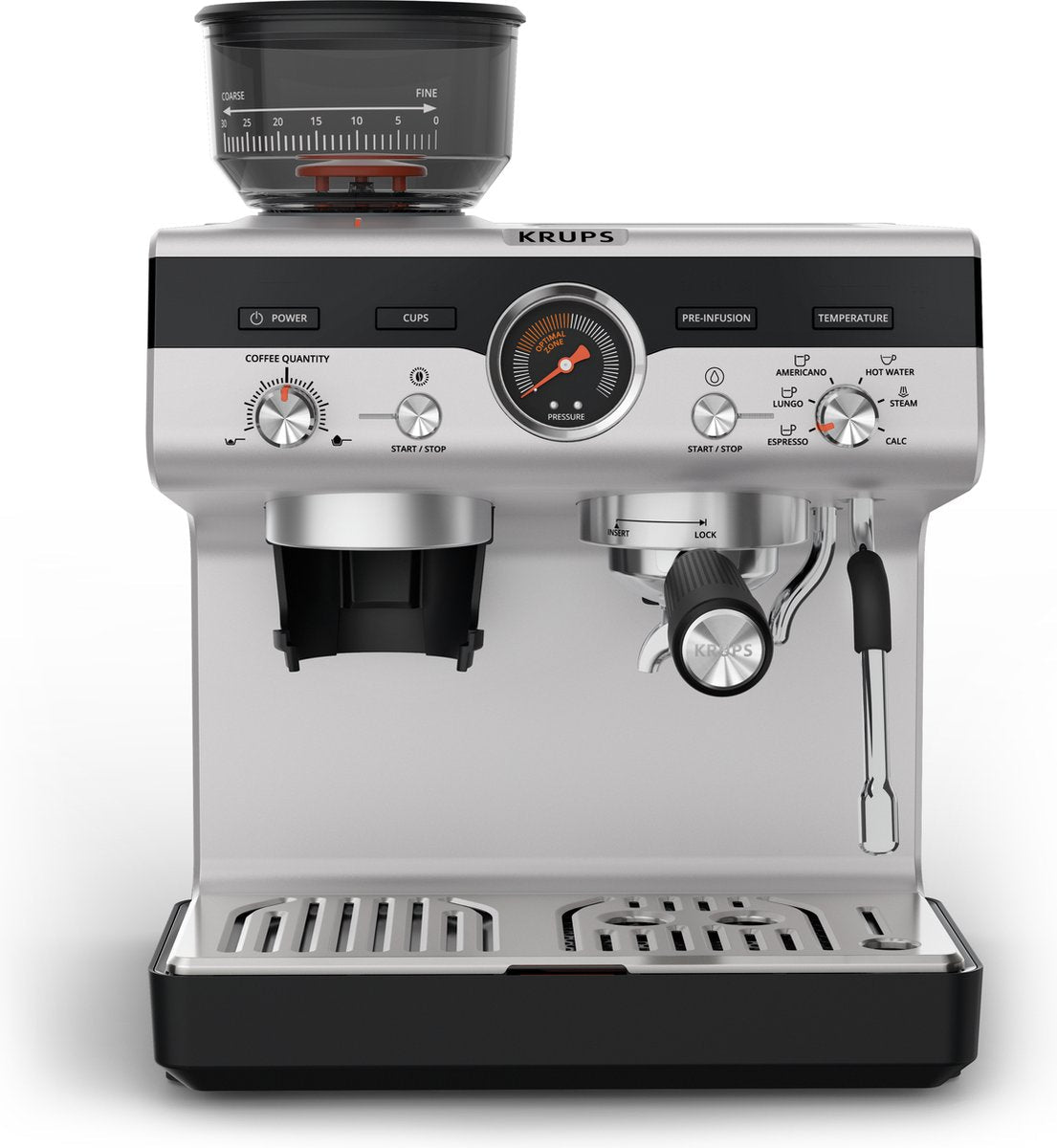 Krups Precision XP801T10 Pistonmachine met Ingebouwde Bonenmaler 3.5L RVS - MR commerce