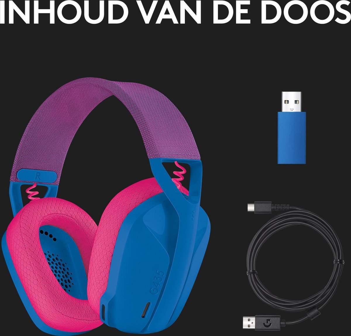 Logitech G435 LIGHTSPEED Draadloze Gaming Headset - Bluetooth, Lichtgewicht, Comfortabel, Blauw - MR commerce