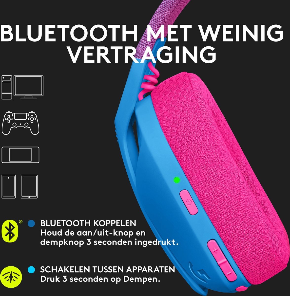 Logitech G435 LIGHTSPEED Draadloze Gaming Headset - Bluetooth, Lichtgewicht, Comfortabel, Blauw - MR commerce