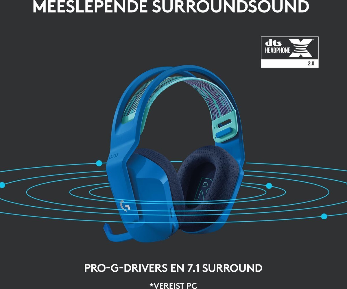 Logitech G733 LIGHTSPEED Draadloze Gaming Headset Blauw voor PS5, PS4 & PC met DTS Surround - MR commerce