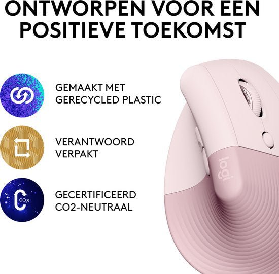Logitech Lift Verticale Ergonomische Muis Rechtshandig Roze - MR commerce