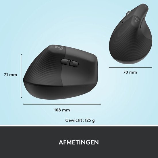 Logitech Lift Verticale Ergonomische Muis voor Linkshandigen Graphite - MR commerce