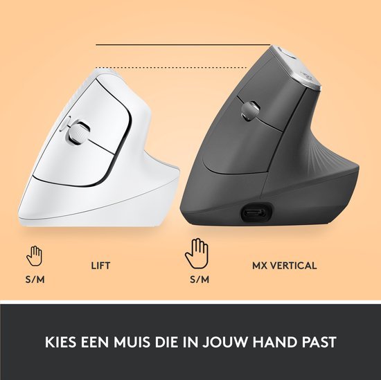 Logitech Lift Verticale Ergonomische Muis voor Linkshandigen Graphite - MR commerce