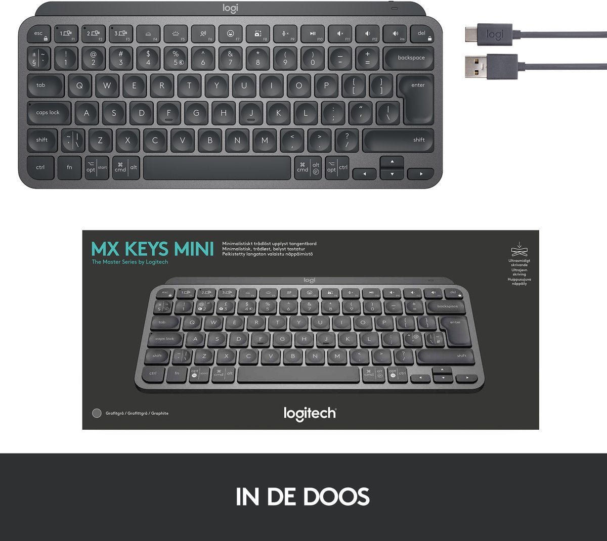 Logitech MX Keys Mini Draadloos Verlicht Toetsenbord Grafiet Duits QWERTZ - MR commerce
