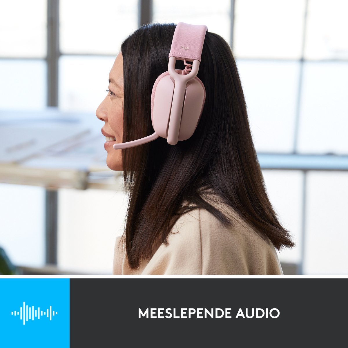 Logitech Zone Vibe 100 Draadloze Bluetooth Over - Ear Headset met Ruisonderdrukking Roze - MR commerce