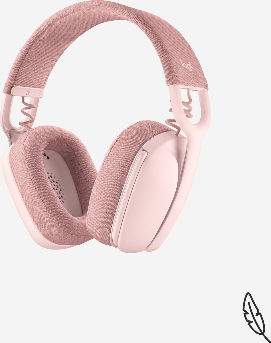 Logitech Zone Vibe 100 Draadloze Bluetooth Over - Ear Headset met Ruisonderdrukking Roze - MR commerce