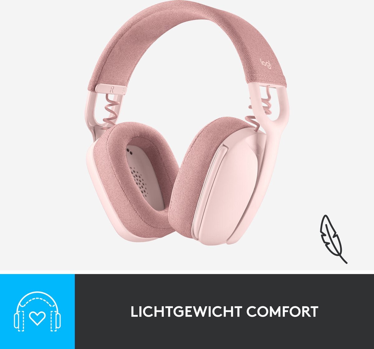Logitech Zone Vibe 100 Draadloze Bluetooth Over - Ear Headset met Ruisonderdrukking Roze - MR commerce