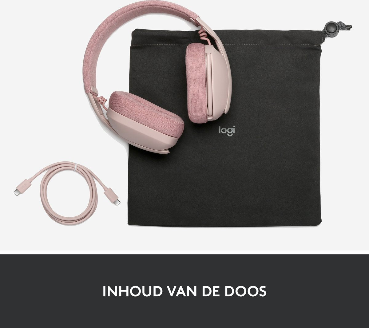 Logitech Zone Vibe 100 Draadloze Bluetooth Over - Ear Headset met Ruisonderdrukking Roze - MR commerce