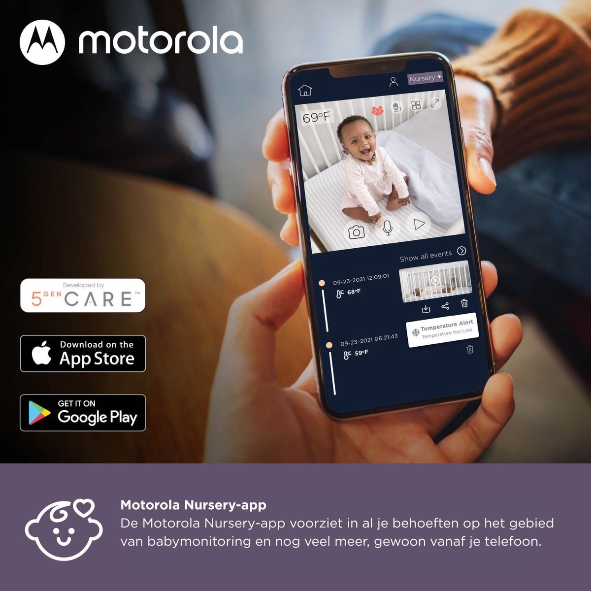Motorola Nursery VM85 Connect Babyfoon: Camera, Kleuren Display, App, Terugspreekfunctie & Nachtlampje - MR commerce