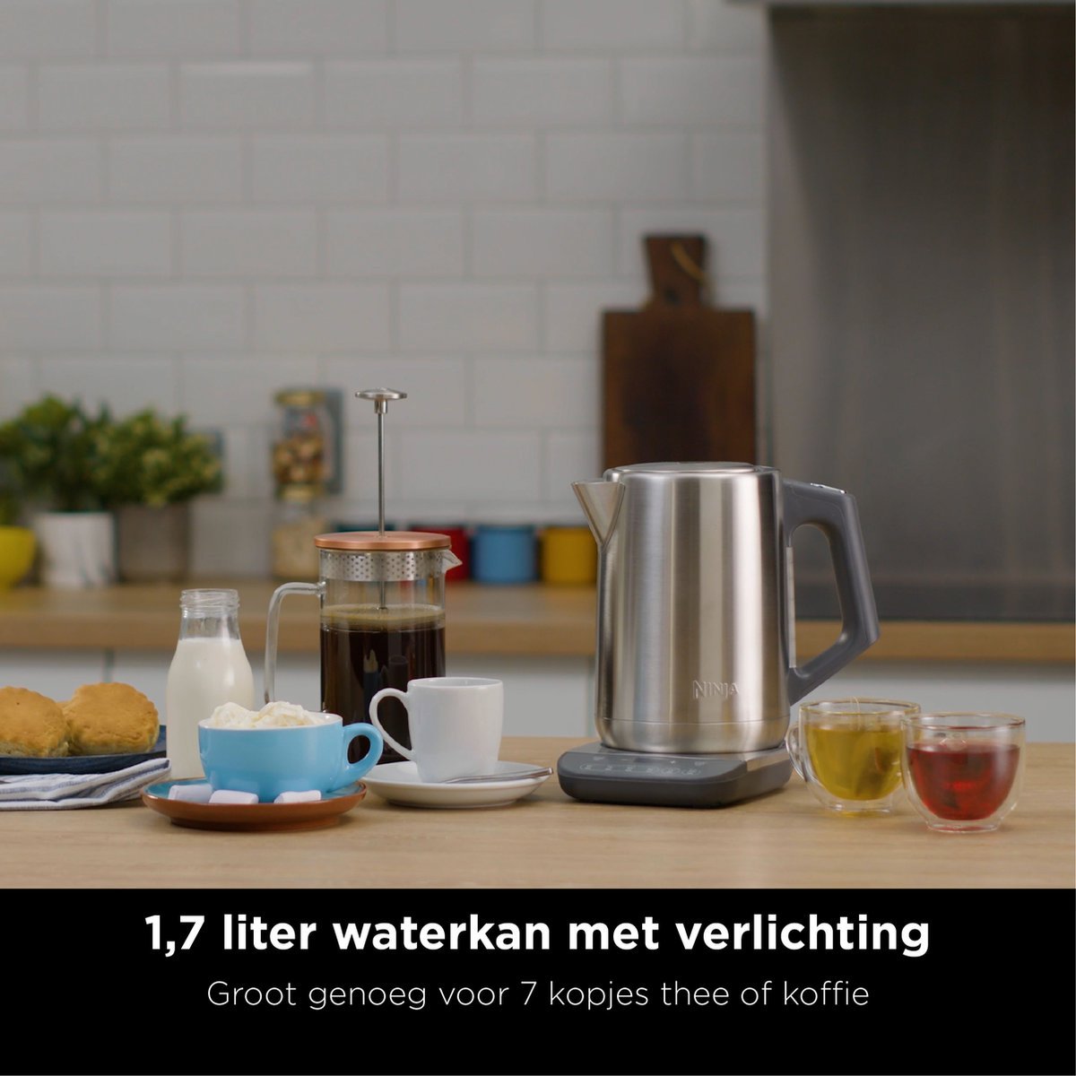 Ninja Foodi Luxe Waterkoker met Nauwkeurige Temperatuurregeling, Warmhoudfunctie, RVS, 1.7 Liter - MR commerce