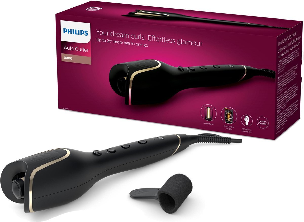 Philips Series 8000 StyleCare Prestige Automatic Curling Iron BHB876/00 Black - MR commerce