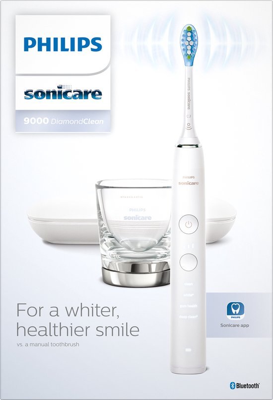 Philips Sonicare DiamondClean 9000 Geavanceerde Sonische Tandenborstel Wit Oplaadglas HX9911/27 - MR commerce