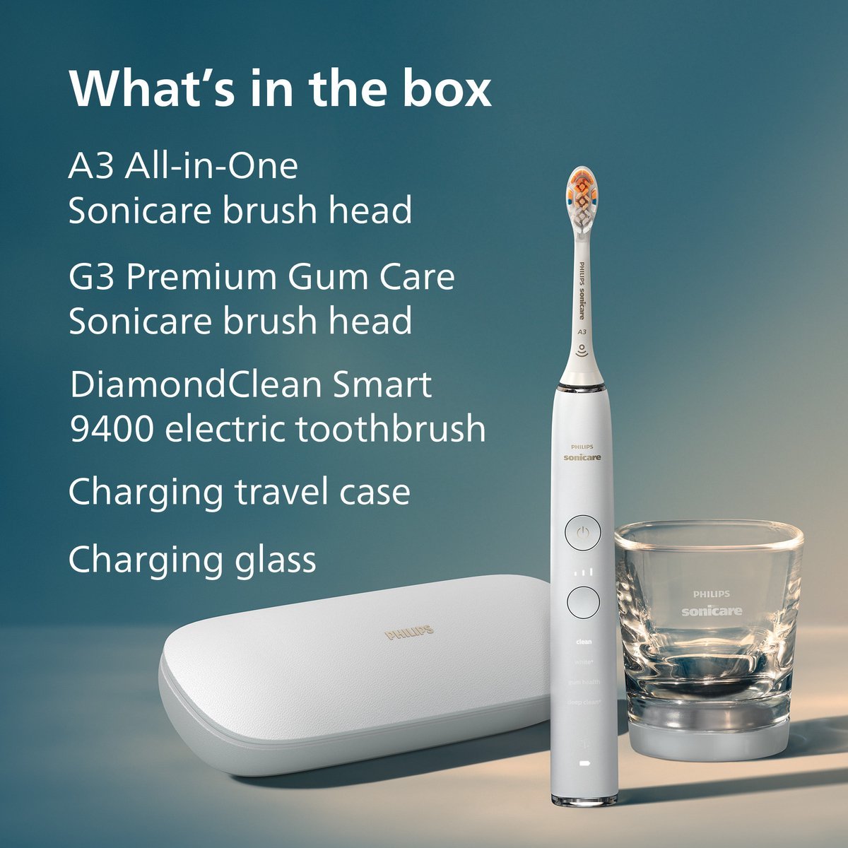 Philips Sonicare DiamondClean Smart 9000 Elektrische Tandenborstel Wit met Oplaadglas - MR commerce