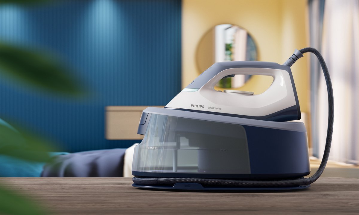 Philips Stoomstrijkijzer Stoomgenerator PSG3000/20 - Snel Warm, Verticaal Strijken, Blauw - MR commerce