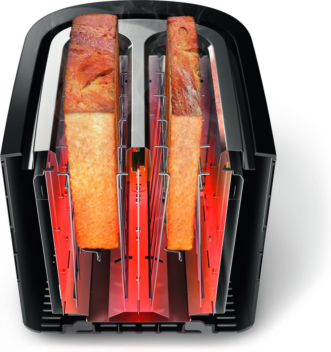 Philips Viva HD2637/90 Broodrooster met Extra Brede Sleuven - Zwart - MR commerce