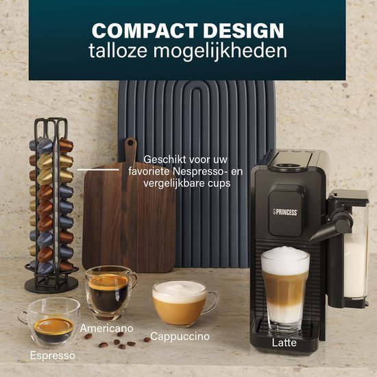 Princess 249455 Capsule Koffiemachine met Melkopschuimer voor Nespresso - MR commerce