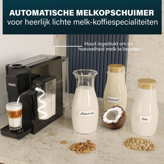 Princess 249455 Capsule Koffiemachine met Melkopschuimer voor Nespresso - MR commerce