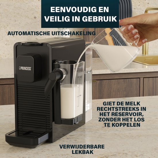 Princess 249455 Capsule Koffiemachine met Melkopschuimer voor Nespresso - MR commerce