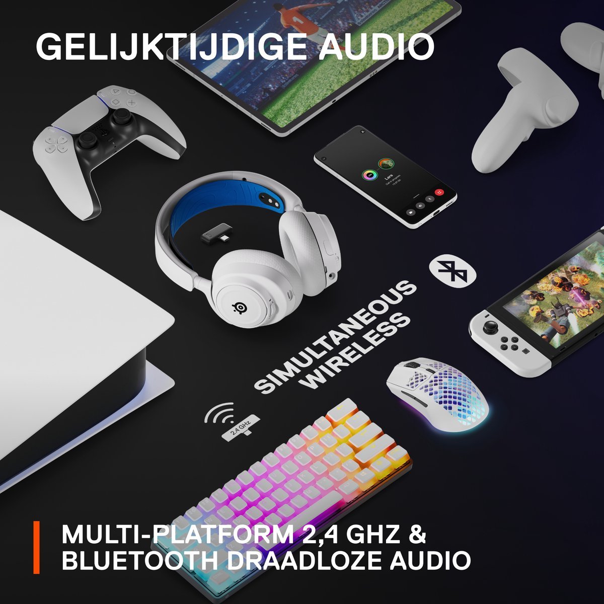 SteelSeries Arctis Nova 7P Draadloze Gaming Headset voor PlayStation - Wit - MR commerce