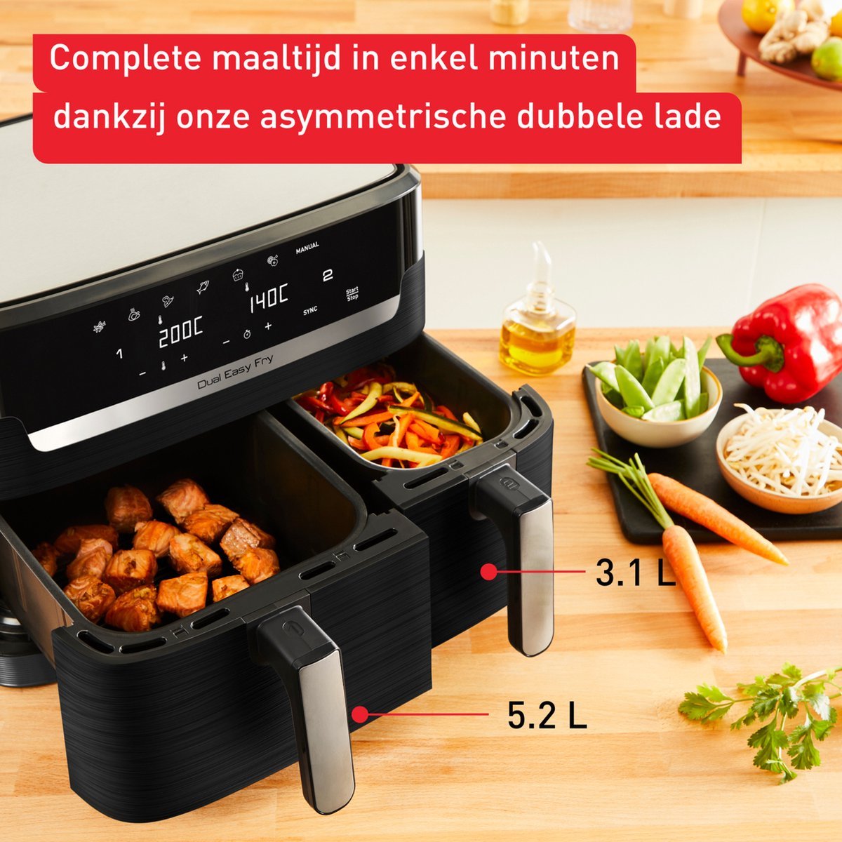 Tefal Dual Easy Fry & Grill EY9018 Heteluchtfriteuse 8.3L Zwart - MR commerce