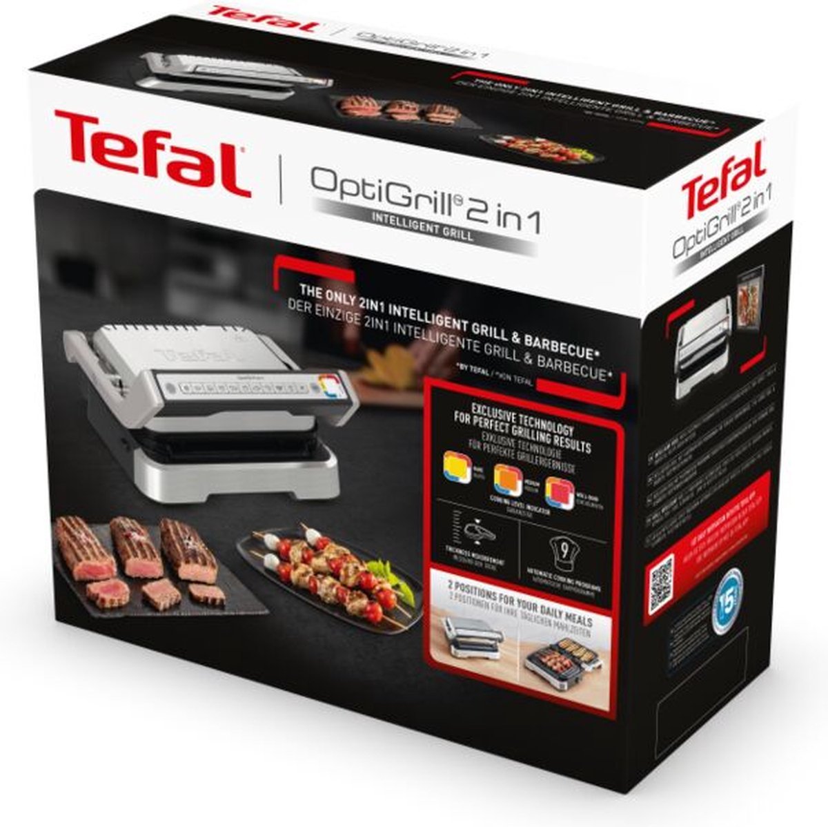 Tefal OptiGrill 2in1 GC772D Intelligente Contactgrill en BBQ, Vaatwasserbestendig RVS - MR commerce