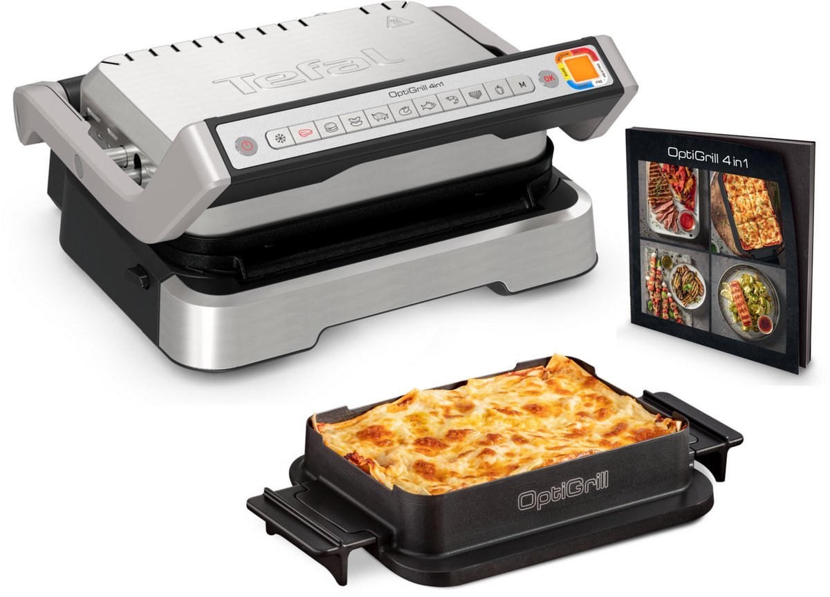 Tefal OptiGrill 2in1 GC772D Intelligente Contactgrill en BBQ, Vaatwasserbestendig RVS - MR commerce