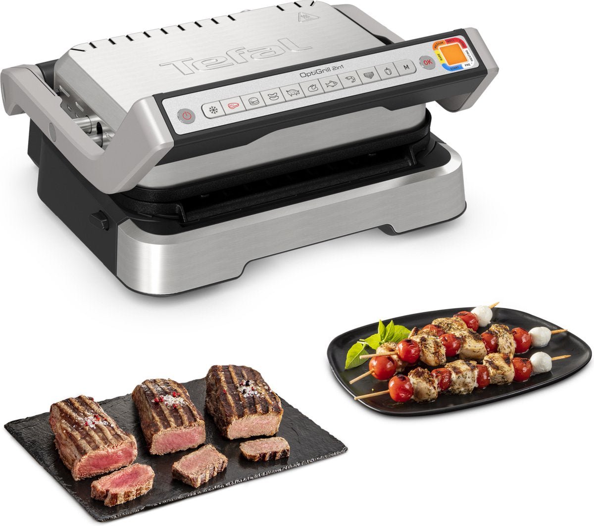 Tefal OptiGrill 2in1 GC772D Intelligente Contactgrill en BBQ, Vaatwasserbestendig RVS - MR commerce