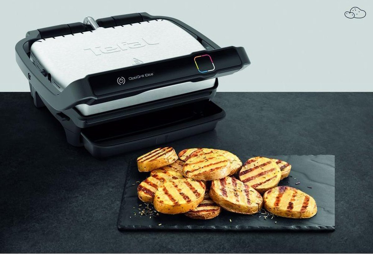 Tefal OptiGrill Elite GC750D: Intelligente Contactgrill met 12 Automatische Programma's RVS - MR commerce