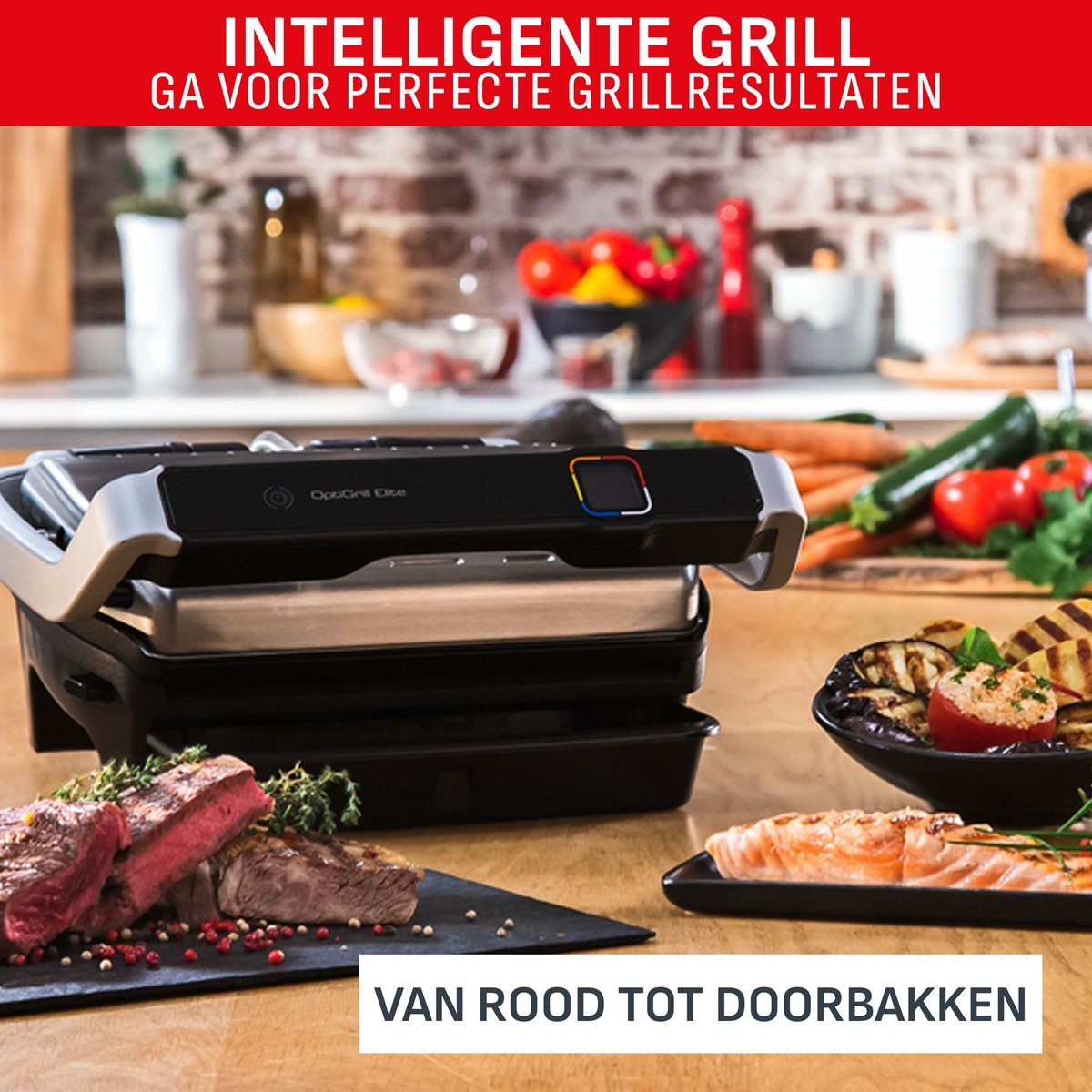 Tefal OptiGrill Elite GC750D: Intelligente Contactgrill met 12 Automatische Programma's RVS - MR commerce
